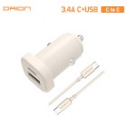[帮] USB CŸ 2Ʈ 3.4A  ʼ  DR-CAR-3.4A-CU - PD C to C